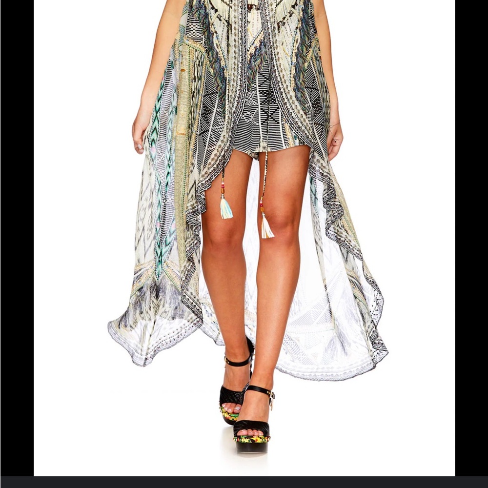 Camilla tie detail overlay romper